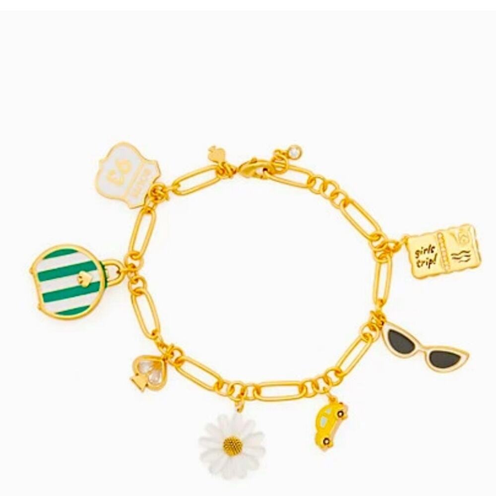 Kate Spade Gold off we go travel charm bracelet NWT -Dust Bag Included - Picture 7 of 7
